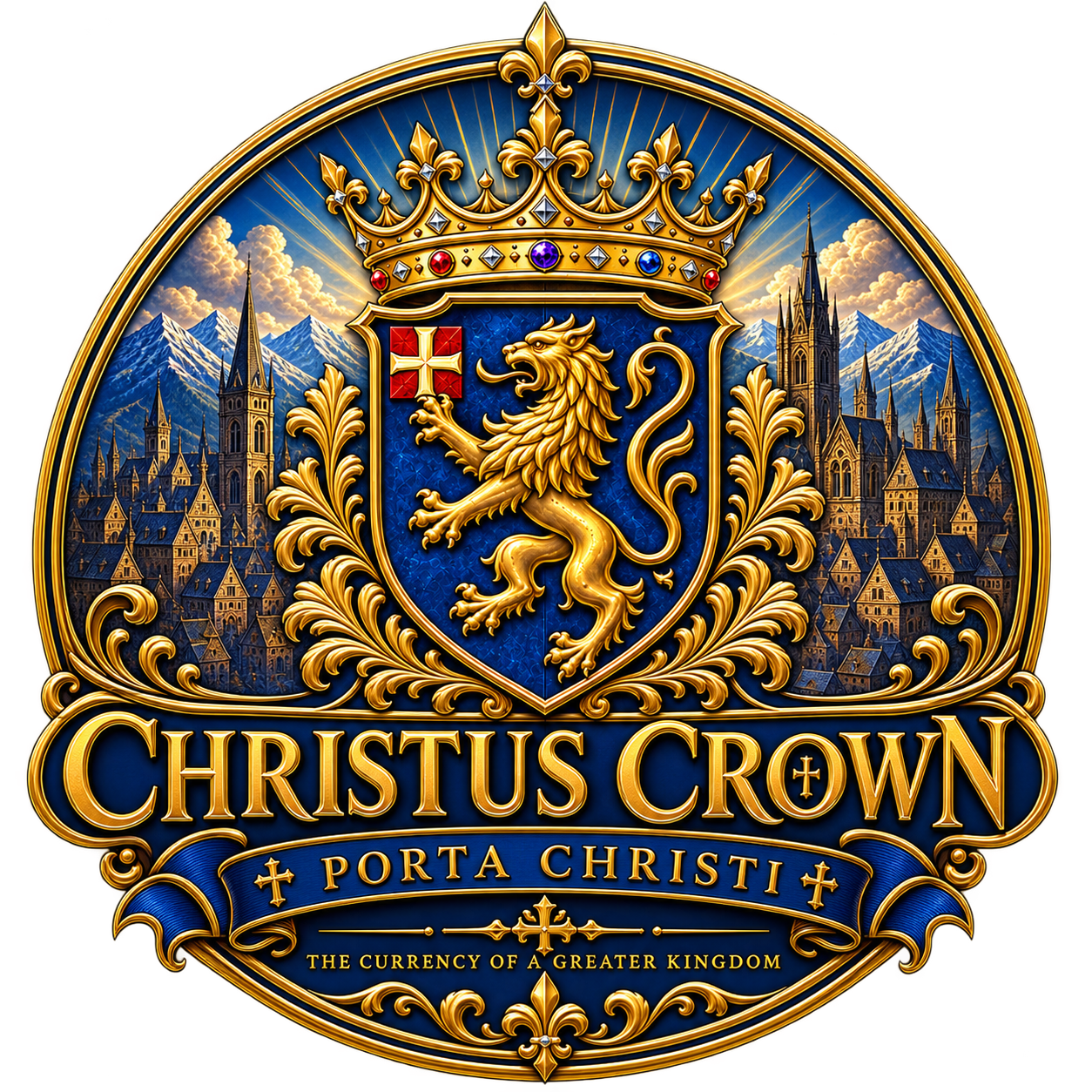 Christus Crown emblem — Porta Christi, the currency of a greater kingdom